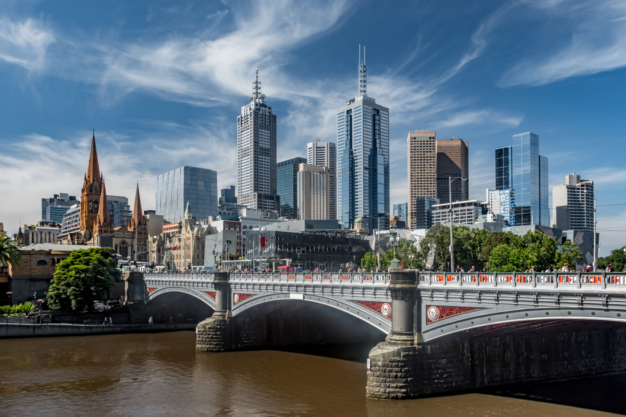 Scenic view of the Melbourne CBD skyline and Yarra River. JD Security provides coverage for the CBD and Greater Melbourne.