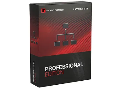 3D product box of Inner Range Integriti Professional Edition security management software in red and black.