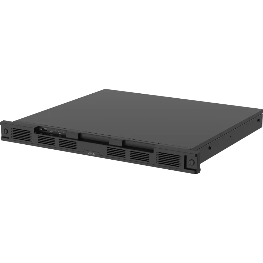AXIS S4000 Rack Recorder shown in angled left perspective view against a white background