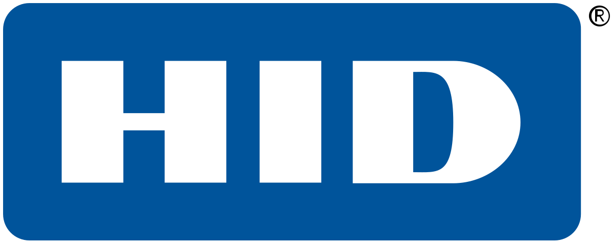 HID Global logo - blue rounded rectangle with bold black HID lettering
