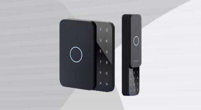 Avigilon Openpath Keypad Smart Reader smaller and larger readers side by side front view.