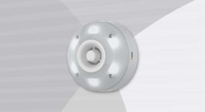 AXIS D4100-E Network Strobe Siren front-left view.