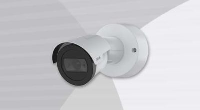 AXIS M20 Bullet Camera front-left view.