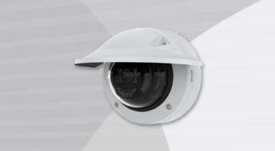 AXIS P3265-LVE Dome Camera front-left view.
