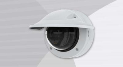 AXIS P3267-LVE Dome Camera front-left view.