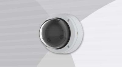 AXIS P3818-PVE Panoramic Camera front-left view.