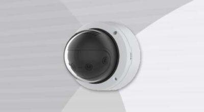 AXIS P3827-PVE Panoramic Camera front-left view.
