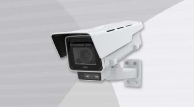 AXIS Q1656-LE Box Camera front-left view.
