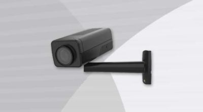 AXIS Q1715 Box Camera front-left view.
