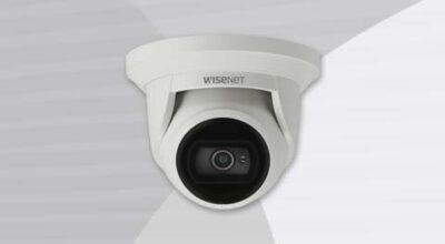 Hanwha QNE Network Flateye Camera ceiling mount view.